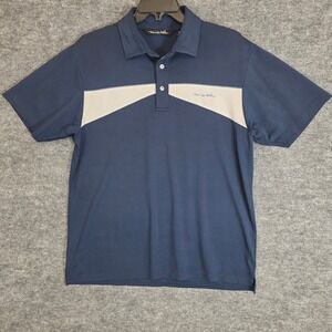 Travis Mathew Shirt Mens Size Large‎ Blue White Golf Short Sleeve Casual Polo